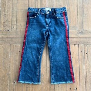 Janie and jack Fringed boot leg racing stripe jeans